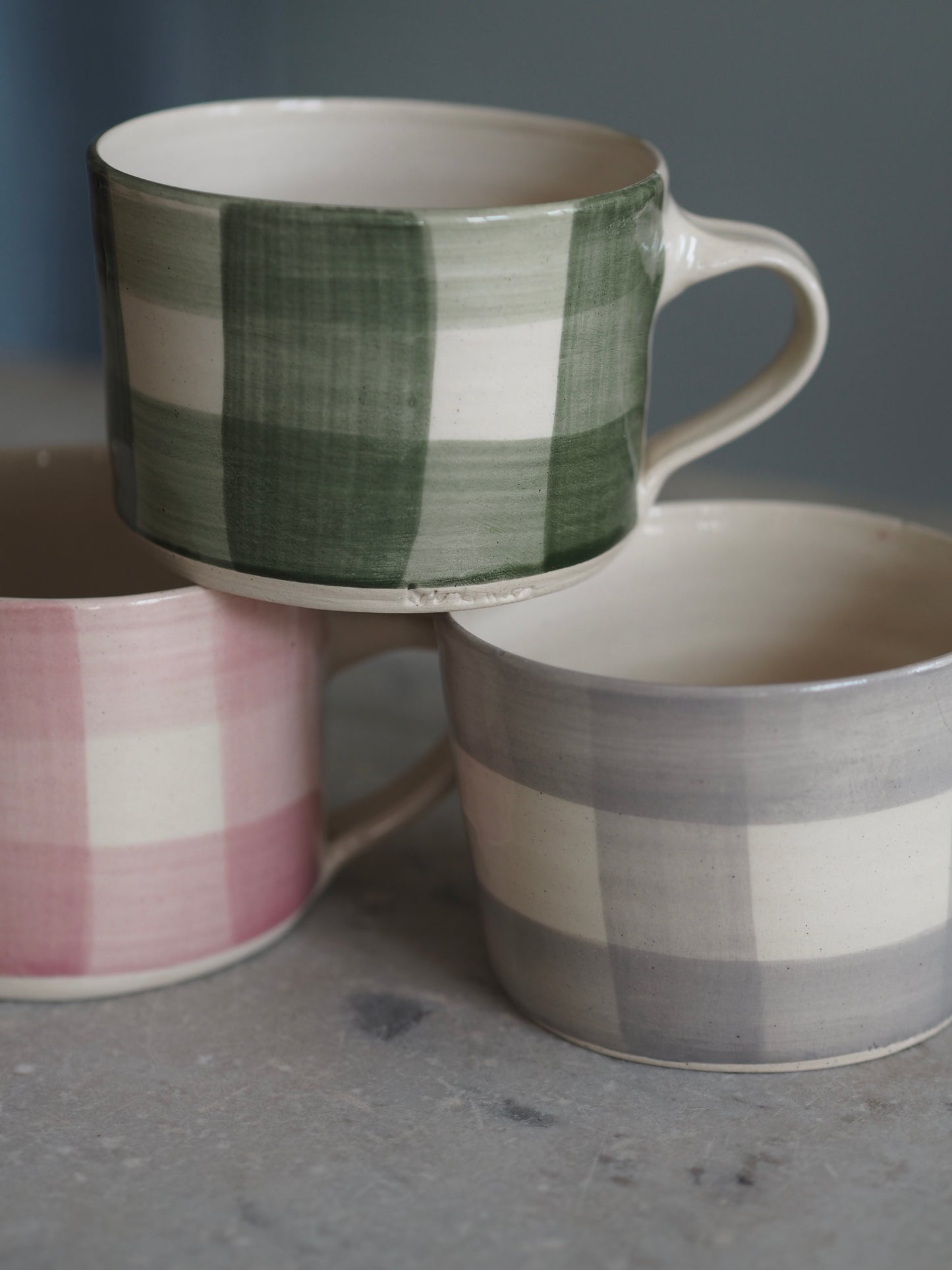Wonki Ware Gingham Handmade Mugs - The Botanical Candle Co.