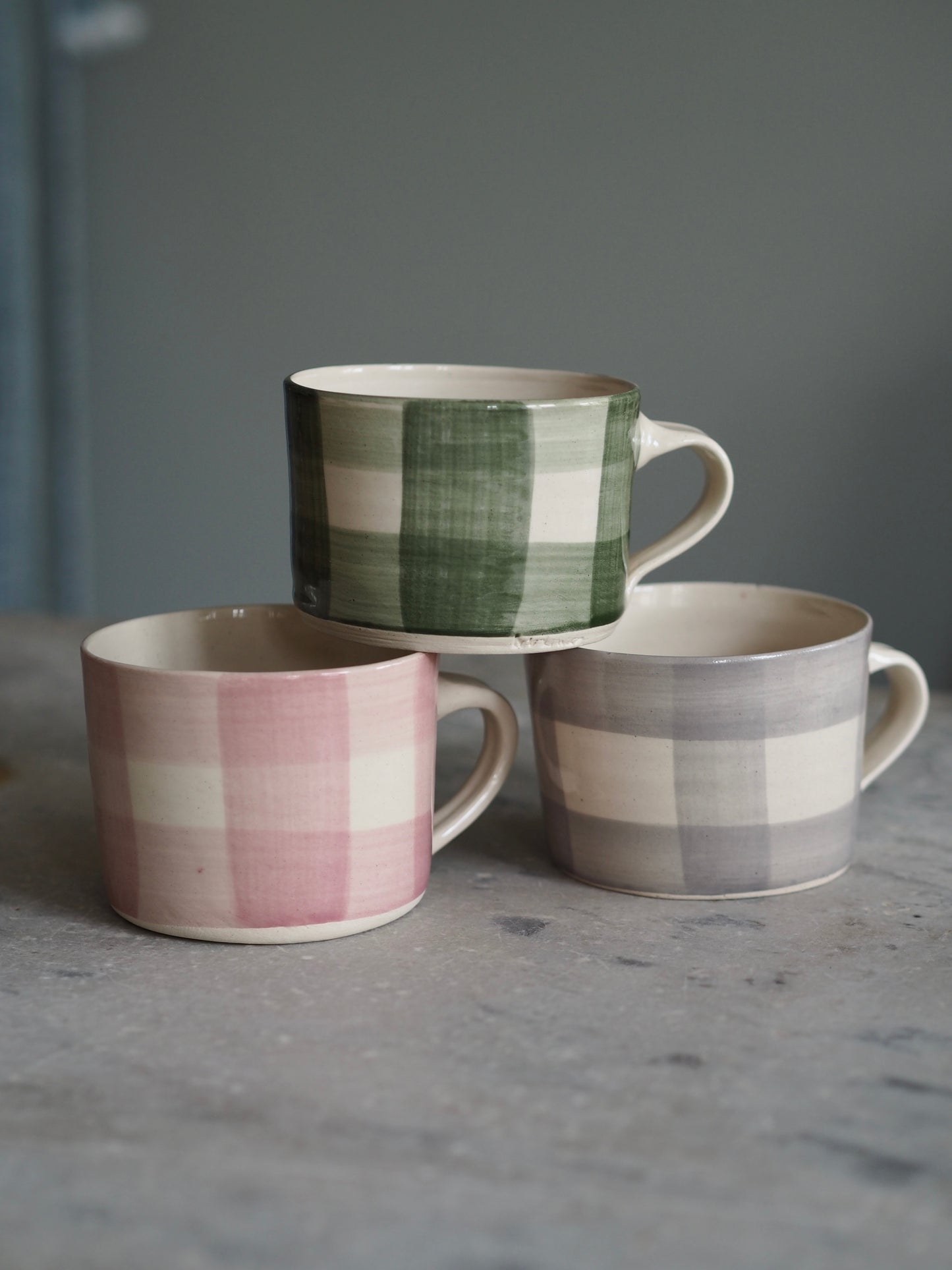 Wonki Ware Gingham Handmade Mugs - The Botanical Candle Co.