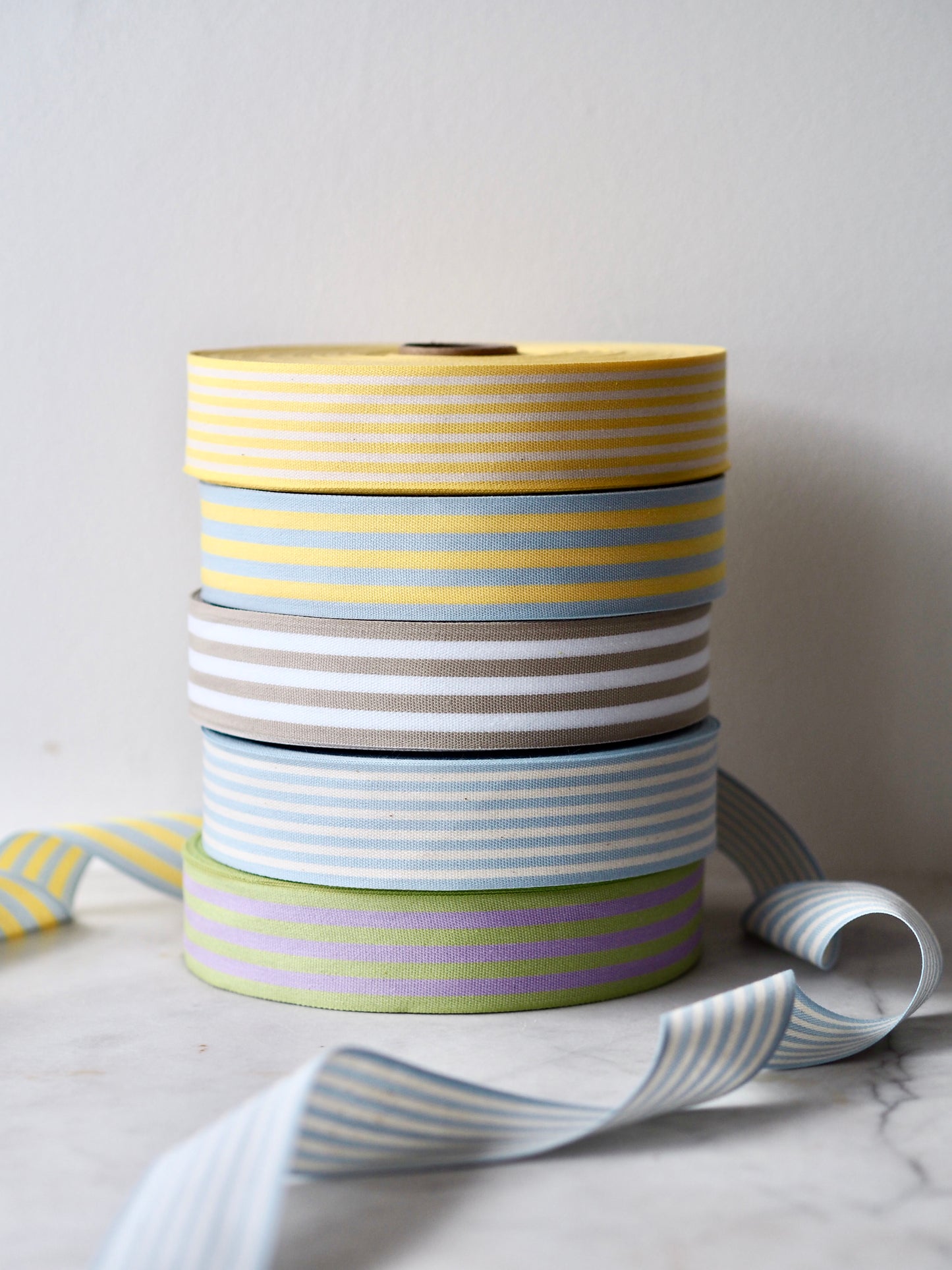 Pastel Striped Cotton Ribbon (per metre) - The Botanical Candle Co.