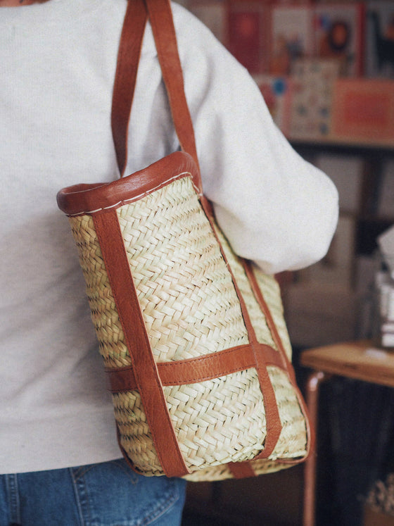 Basket with Leather Straps - The Botanical Candle Co.