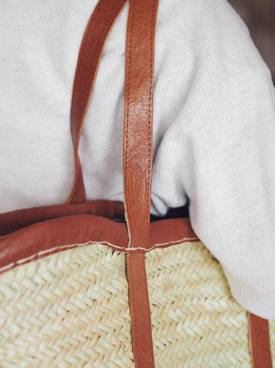 Basket with Leather Straps - The Botanical Candle Co.