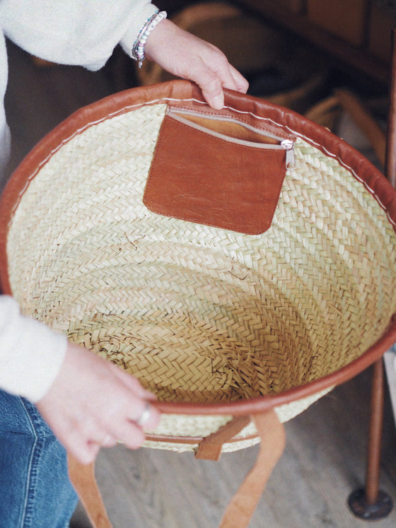 Basket with Leather Straps - The Botanical Candle Co.