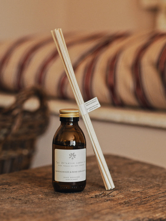 Sandalwood & Rose Geranium Reed Diffuser - The Botanical Candle Co.