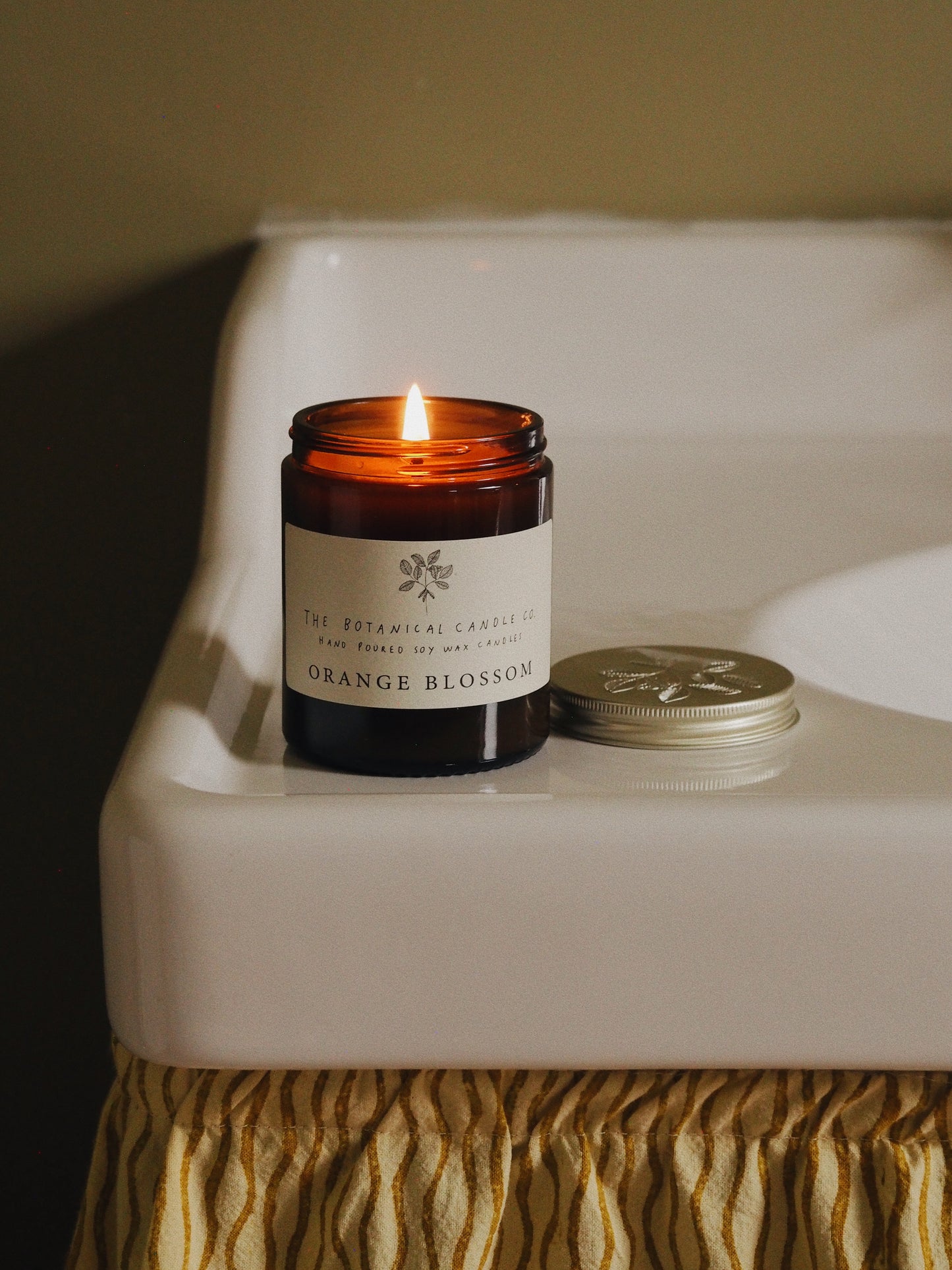 Orange Blossom Scented Soy Candles in Amber Jars - The Botanical Candle Co.