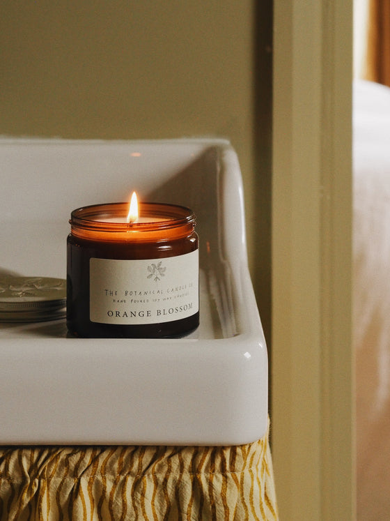 Orange Blossom Scented Soy Candles in Amber Jars - The Botanical Candle Co.
