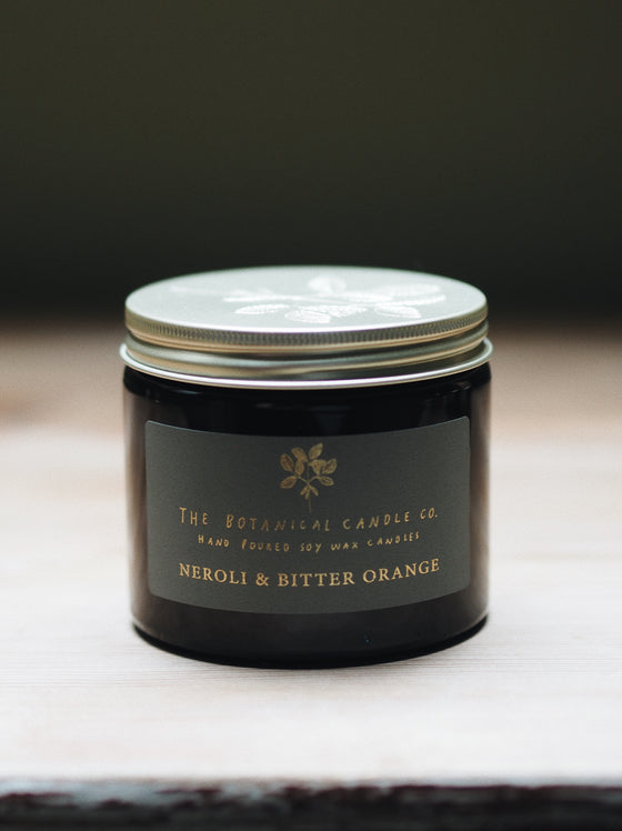 Neroli & Bitter Orange Soy Candles in Amber Jars - The Botanical Candle Co.