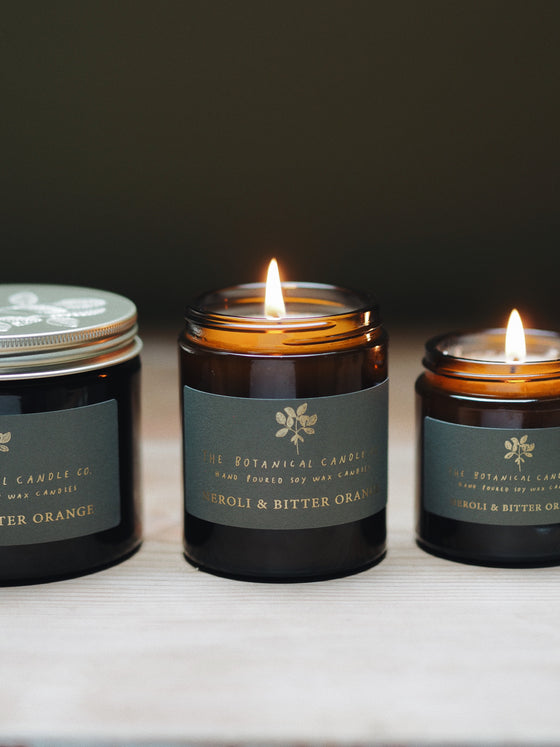 Neroli & Bitter Orange Soy Candles in Amber Jars - The Botanical Candle Co.