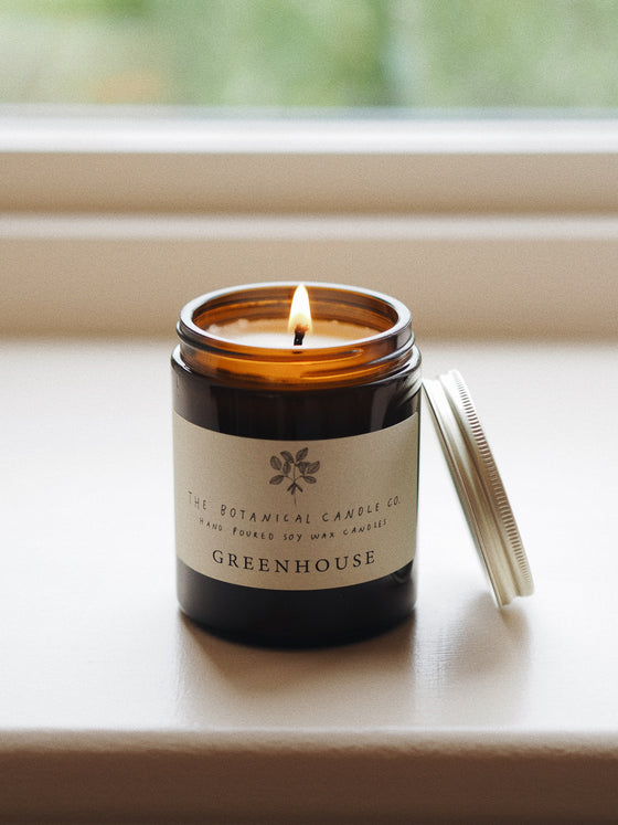 Greenhouse Scented Soy Candles in Amber Jars - The Botanical Candle Co.