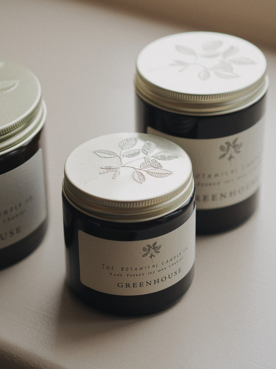 Greenhouse Scented Soy Candles in Amber Jars - The Botanical Candle Co.