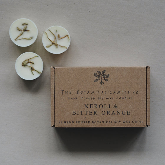 12 Neroli & Bitter Orange Scented Botanical Soy Wax Melts - The Botanical Candle Co.