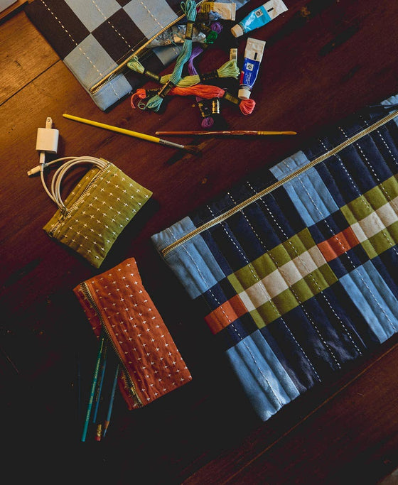 Lattice Quilted Laptop Sleeve - Navy