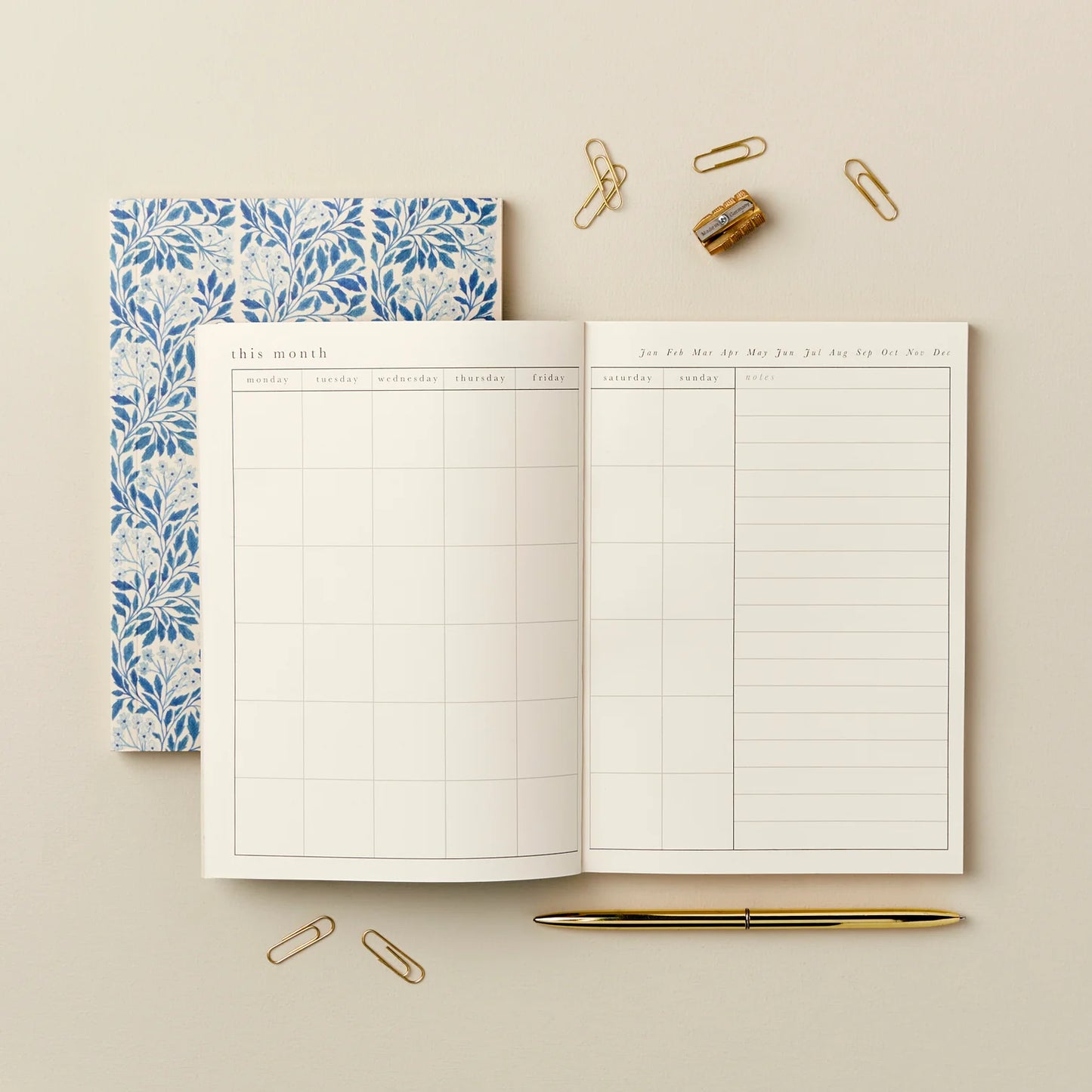 Blue Flora Wanderlust Paper Co. Weekly Planner - The Botanical Candle Co.