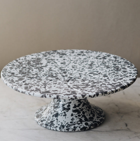 Grey & White Splatterware Enamel Cake Stand - The Botanical Candle Co.