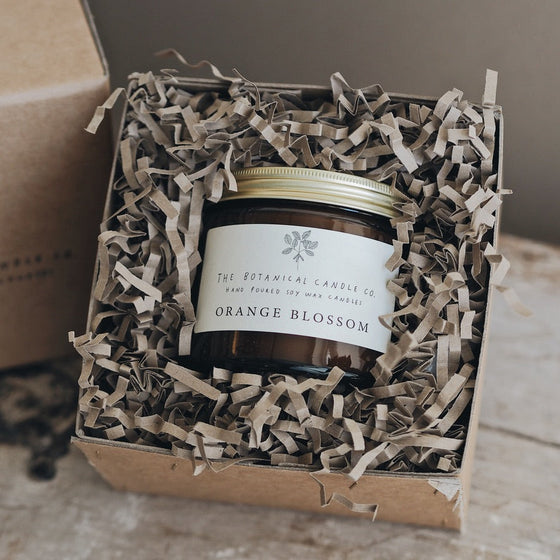 Gift Boxed Large Amber Glass Jar Candle - The Botanical Candle Co.
