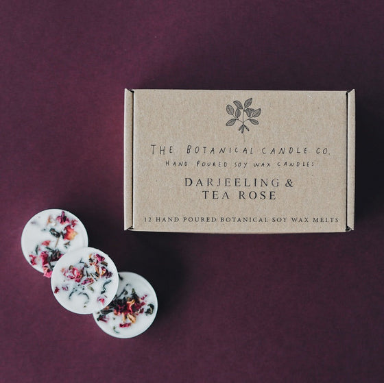 12 Darjeeling & Tea Rose Scented Botanical Soy Wax Melts© - The Botanical Candle Co.