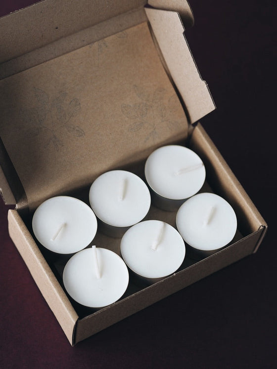 12 Darjeeling & Tea Rose Scented Soy Wax Tealights - The Botanical Candle Co.