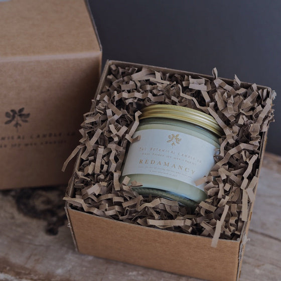 Gift Boxed Large R E D A M A N C Y Candle - The Botanical Candle Co.