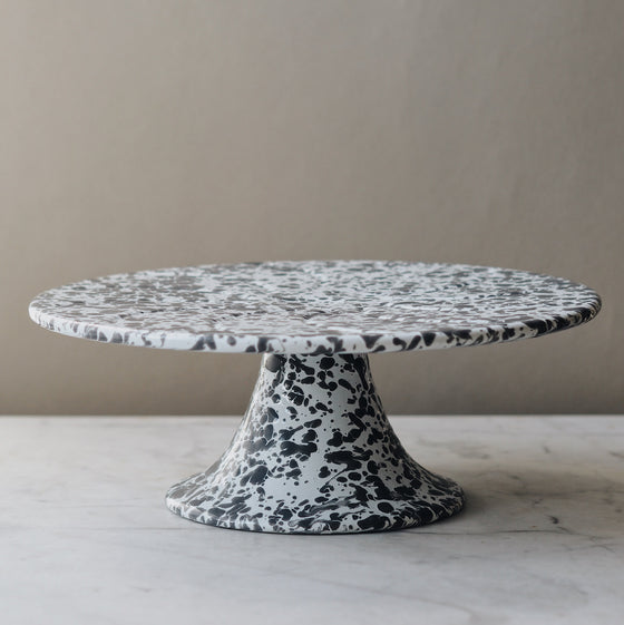 Grey & White Splatterware Enamel Cake Stand - The Botanical Candle Co.