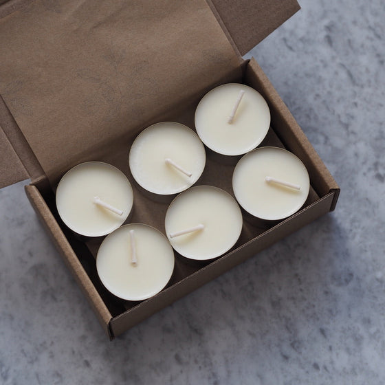 12 Unscented Pure Soy Wax Tealights - The Botanical Candle Co.
