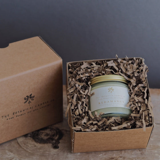 Gift Boxed Large R E D A M A N C Y Candle - The Botanical Candle Co.