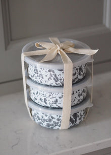  Grey & White Splatterware Enamel Storage Set - The Botanical Candle Co.