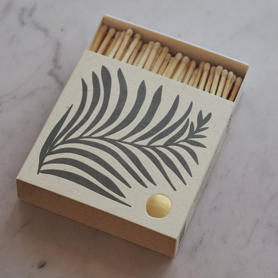 White Fern Letterpress Printed Luxury Matches - The Botanical Candle Co.