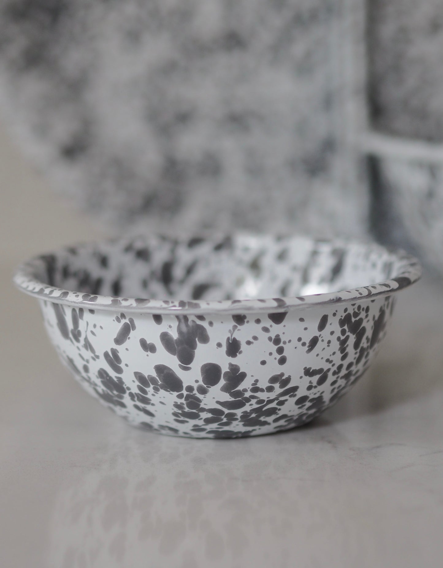 Grey & White Splatterware Enamel Bowls - The Botanical Candle Co.