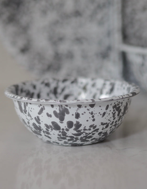 Grey & White Splatterware Enamel Bowls - The Botanical Candle Co.