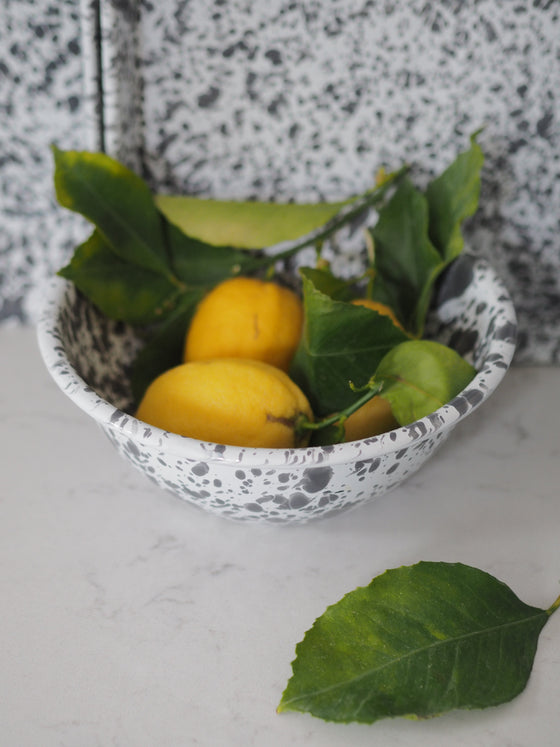 Grey & White Splatterware Enamel Bowls - The Botanical Candle Co.