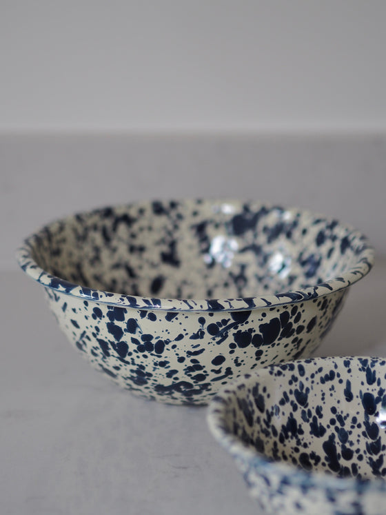 Navy & Cream Splatterware Enamel - The Botanical Candle Co.