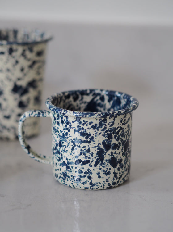 Navy & Cream Splatterware Enamel - The Botanical Candle Co.