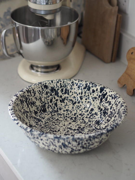 Navy & Cream Splatterware Enamel - The Botanical Candle Co.
