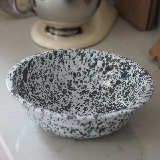 Grey & White Splatterware Enamel Bowls - The Botanical Candle Co.