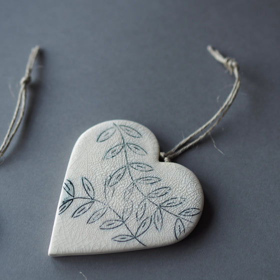 Handmade Heart Ceramic Decorations - The Botanical Candle Co.