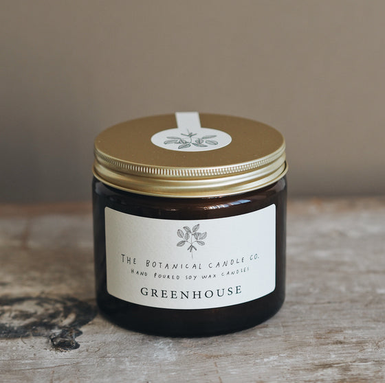 Greenhouse Scented Soy Candles in Amber Jars - The Botanical Candle Co.